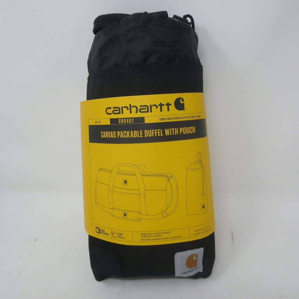 NEW Carhartt Canvas Packable Duffel with Pouch BLACK CB0407